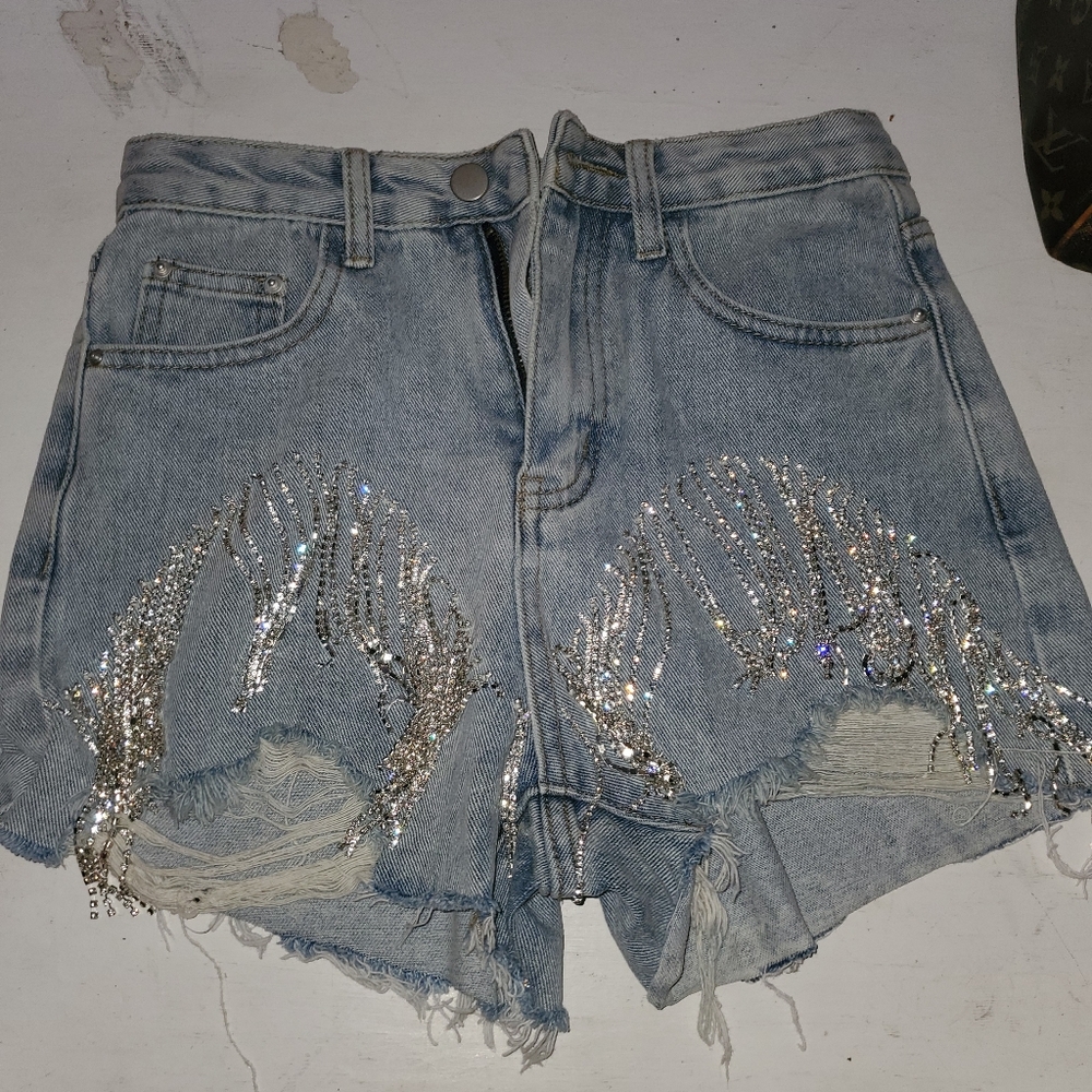 Rhinestone Denim shorts